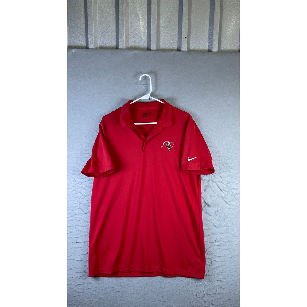 Nike Polo Shirt Mens Large Red Good Tampa Bay Buccaneers Dri-FIT Golf Sport